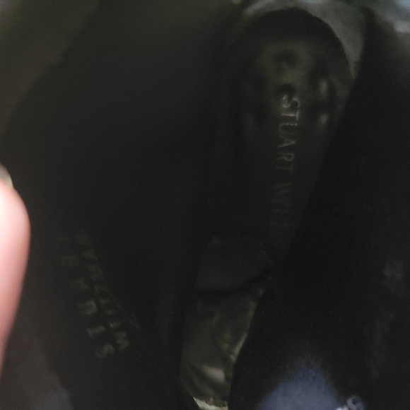 🧡 Stuart Weitzman black suede ankle sock glove heel booties back ties 8.5 M - Picture 10 of 13